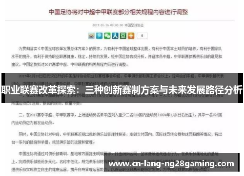 职业联赛改革探索：三种创新赛制方案与未来发展路径分析